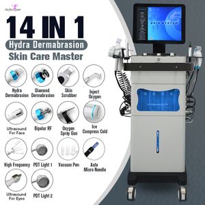 14 Griffe Mikrodermabrasionsmaschine Hydrodermabrasion Gesichtspeeling Dimond Dermabrasion Ultraschall-Hautwäscher Sauerstoffspray Hautverjüngungs-Hydrogerät