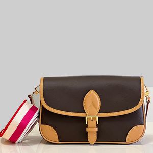 7A Omuz Çantaları Ayna Kalitesi Kadınlar için Crossbody Yeni Dianer Geniş Jacquared Jacquard Omuz Kayışı Çiçek Flep Tuval Orijinal Deri 25cm 46049 Kutu L211