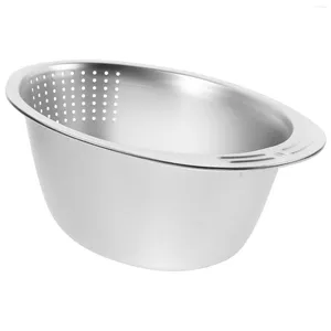 Dinnerware Sets Stainless Steel Drain Basin Sifter Strainer Fruit Washing Bowl Household Colander Metal Vegetable Mesh