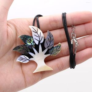 Pendant Necklaces 2023 Natural Abalone Shell Tree Of Life Necklace Rope Chain For Women Men Brooch Charm Jewelry Accessories