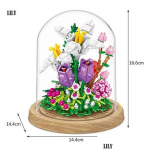 Blocks City Mini Immortal Flower Ornament Model Building Friends Rose Home Decoration Diy Bricks Toys For Girls Children Gift Aa220303 Dhxnx