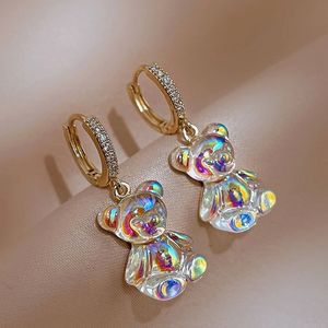 Студа милая акриловая конфеты Gummy Bear Серьги для женщин Rainbow CZ Hoop Korean Fashion Sweet Girl Ювелирные изделия 230801