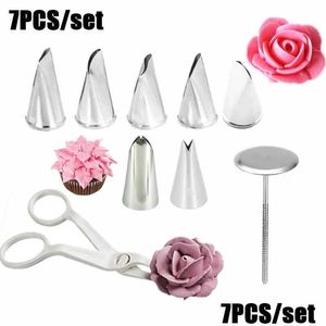 Backformen Blume Schere Kuchen Tablett Tipps Rose Düse Nagel Dekor Lifter Fondant Creme Dekorieren Dessert Shop Küchenzubehör Dhqb4