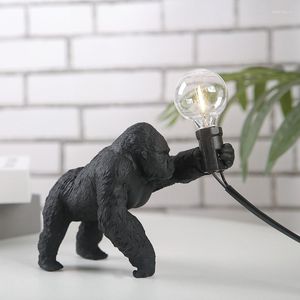 Candeeiros de mesa Moderno Gorilla LED Candeeiro de mesa quarto de estudo restaurante El cabeceira King Kong sala de estar decoração luz de resina