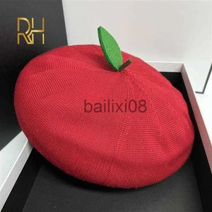 Stingy Brim Hats RH Handgjorda våren Summer Autumn Ladies Fresh Sweet Backable Basker Frukt Kawaii Green Leaf Creative Gift Women's Hats J230802