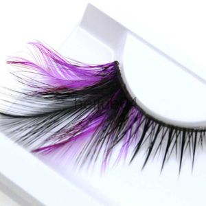 False Eyelashes YOKPN Exaggerated Eye Lashes Handmade Art Studio Makeup Tools False Eyelashes Purple Black Cross Thick Feather Fake Eyelashes x0802