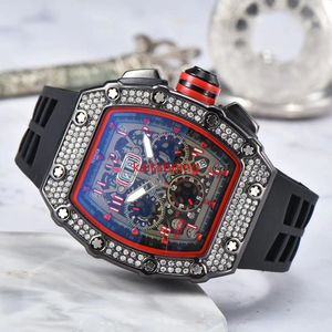 AAWA кварцевые часы, роскошный ремешок, светящийся водостойкий ажурный циферблат из нержавеющей стали с резиновым камнем, мужские наручные часы 44 мм