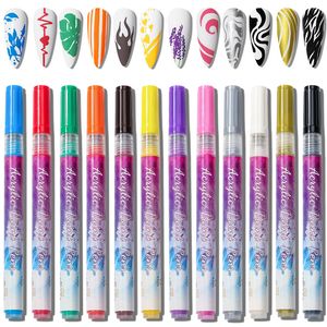 Nail Polish 12Pcs Colorful Art Drawing Graffiti Pen Set DIY Acrylic Fast Dry Waterproof UV Gel Design Painting Marker 230802
