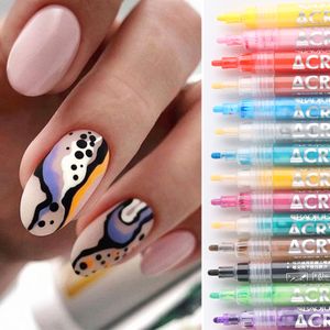 Nail Polish 12Pcs Art Graffiti Pen Set Waterproof Drawing Marker For Nails Neon Enemals Black White Painting Gel Manicure GLTY0112 230802