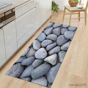 Carpets 3D Cobblestone Stone Pattern Kitchen Mat Anti-slip Bedroom Living Room Hallway Area Rug Soft Long Strip Carpet Home Decoration R230802