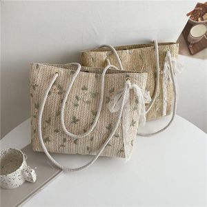 Evening Bags Beach Woven Bag Summer Small Fresh Lace Large Capacity Tote Women Foreign Style One Shoulder Underarm