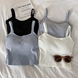 Camisoles & Tanks Women Sexy Crop Top Sleeveless Fashion Female Underwear With Chest Pad Camisole Girl Basic T-shirt Vest Bras Tube Tops