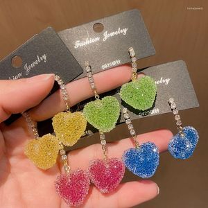 Dangle Earrings Unique Personality Fashion Sand Candy Jelly Color Love Shape Stud Sweet Girl Party Jewelry Birthday Gifts