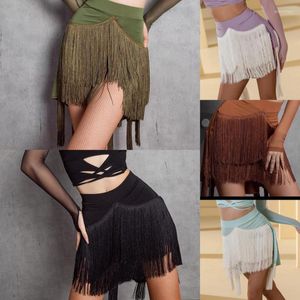 Stage Wear Latin Dance Skirt Training Suit Professional Irregular Tassel