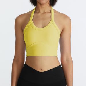 Lu Yoga Sports Bras Bodyconタンク女性トレーニングフィットネスブラジャートップ女性シームレススポーツタンク下着ランニングジムブラックYW202