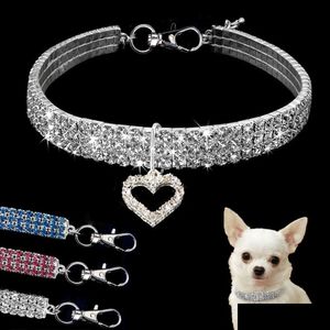 Köpek yakaları moda rhinestone pet kedi yaka kristal köpek chihuahua küçük orta köpekler için tasma kolye elmas takı bir dh8lo