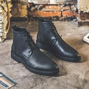 Botlar Men için Askeri Lüks Tasarımcı Ayakkabı 2023 Moda Siyah Erkekler Deri Ayak Bileği Erkek Stavali