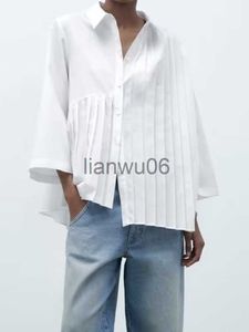 Kadınlar bluz gömlekleri Kumsvag 2023 Kadın Yaz Gömlek Bluzlar Üstler Moda Katı Pileli Gevşek Asimetrik Kadın Zarif Sokak Üstü Giyim J230802