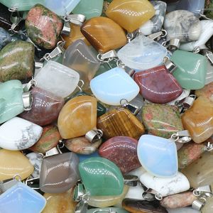 Wholesale Fashion Geometric Circular Sector Shape Gemstone Pendant Colorful Natural Crystals Stone Pendant for Jewelry Making