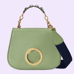 Luxury 2023 New Medium bag geometrically shaped with one studded handle one canvas strap and a leather strap crossbody bag top quality with box