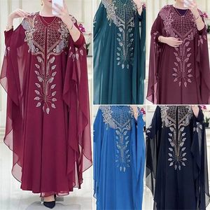 Roupas étnicas Vestidos africanos para mulheres Chiffon Diamantes Muçulmano Abaya Solto Marroquino Kaftan Dubai Vestido Boubou Robe Vestido Dashiki Pano