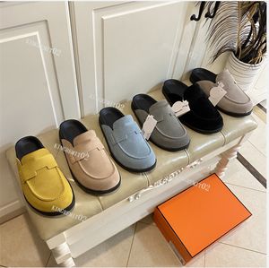 Tasarımcılar Terlik Kadınlar slaytlar Süet Materes Git Mules Süet Baotou Terlik Düz Sandalet Kalın Alt Mule Classic Boston Slippper Ladies Beach Sandal