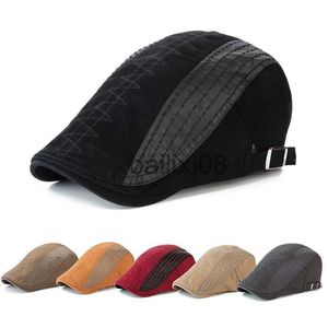 Stingy Brim Hats Cntang Brand New Berets Men mode Vintage Hat Visor Flat Skull Cap Beret Newsboy Caps for Men's Cotton High Quality Justerable J230802