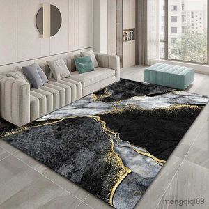 Teppiche Schwarz-Gold-Marmor-Teppich für Wohnzimmer, luxuriöse Heimdekoration, Sofa, Tisch, große Teppiche, rutschfeste Bodenmatte, Eingangstürmatte, R230802