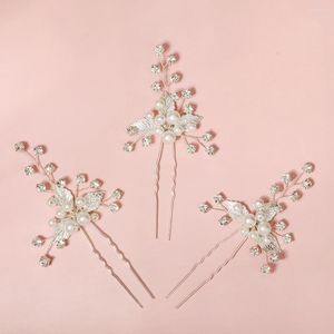 Headpieces Handmade Leaf Pearl Hair Forks Pins For Women Bridal Wedding Accessories Rhinestone Bride Headpiece Party Jewelry Gift