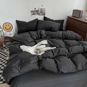 寝具セットセット洗浄済み綿布団カバー枕カバーベッドスプレッドシンプルなファッションベッドシートリネンズボーイズガールズ230801のためのベッドルーム