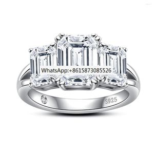 Cluster Rings 5Cttw Emerald D Color Moissanite Förlovningsring 925 Sterling Silver tresen för kvinnor smycken grossist