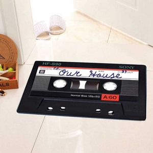 Mattor roligt välkomna dörrmatta retro kassett musik band golvmatta utomhus ingång matta vardagsrum kök kök icke-halk badrum barn matta