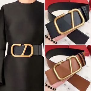 Luxurys designerbälten Kvinnor Bälten Mensbälten Kvinnor Fashion Belts 7cm Bredd Black Leather Double Sided Metal Buckle Letter Belt 95-125cm