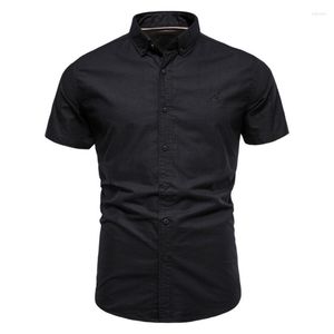 Camisetas masculinas de algodão Oxford para homens de cor sólida gola dobrável para o verão social roupas masculinas