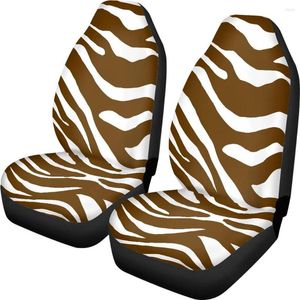 Car Seat Covers Cover For Carseats Brown Zebra Skin Seamless Pattern Abstract Hand Painted Striped Animal 2Pcs Universal