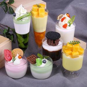 Dekorativa blommor El Bar Cafe matsal Restaurang Victualing House Bakery Store Shop Decor Fake Simulation Sundae Cup Ice Cream Food