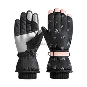 Лыжные перчатки 1pair Водонепроницаемые ветропроницаемые лыжные перчатки без скольжения Регулируемые печатные печатные спортивные спортивные мужчины для женщин Сенсорный экран J230802
