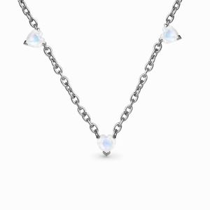 Hot Sale S925 Sterling Silver Three Love Moonlight Stone Pendant Necklace Women's Versatile Luxury Fine Jewelry