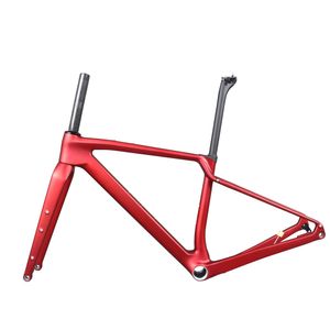Metallic Red Paint Flat Mount Freno a disco Gravel Bike Frame GR047 Filettatura T47 Movimento centrale Taglia XS/S/M/L/XL