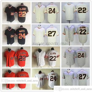 Vintage Film Beyzbol Giyiyor Jersey 22 Will Clark 24 Willie Mays 25 Barry Bonds 27 Juan Marichal 1962 Boş Formalar Erkek Kadın Boyutu S-XXXL