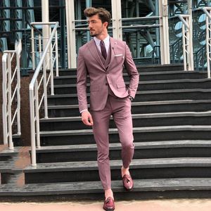 Erkekler için Erkekler Slim Fit Business Force Ofis Takım Düğün Damat Partisi 3 Parçalı Ceket Pantolon Yelek Çentik Yakası İki Düğme Blazer