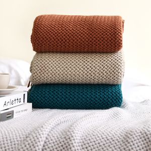 Comforters sets Nordic Sofa Blanket Knitted Shawl Solid Color Bed End Towel Wool el Bedroom Decorative Soft Nap Bedspread 230801