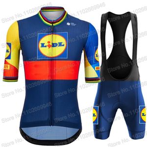 Cykeltröja sätter Frankrikes turnéteam TDF 2023 Set Men Short Sleeve Clothing Road Bike Shirts Suit Bicycle Bib Shorts MTB Ropa 230801