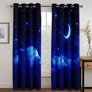 Tenda La moderna Via Lattea è abbagliante sotto la luna Sottili 2 pezzi Tende che filtrano la luce per soggiorno Camera da letto Finestra Drappo Decor