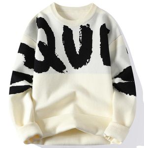 メンズセーター2023秋と冬の新しいメンズ濃厚なセーターレタープリントニットウェアファッションメンズセーター