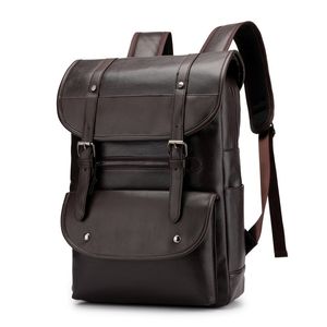 School Bags Vintage Laptop Leather Backpacks for Men PU Travel Leisure Large Capacity Waterproof Students Schoolbags 230801