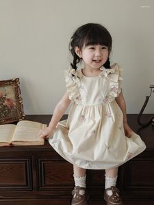 Девушка платья модным хлопчатобумажным вышивным платьем vestido кружевная принцесса Summer Thin Kid