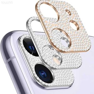 Mobiltelefonfodral Bling Glitter Diamond Camera Mobiltelefonlinsskydd för iPhone 12 Pro Max Mini iPhone12 Ring Case 3D Lentes Sticker L230731