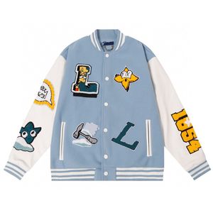 2024 Men Embroidery Unisex Oversized Hip Hop Varsity Baseball Jacket Leather Sleeve Hi Street Loose Fit Letterman Coat Outerwear Size M-3XL