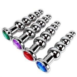 Anal Toys Stainless Steel Prostate Massage Butt Plug Heavy Anus Beads with 5 Balls Sex Toys for Men/ Women/Gay Metal Anal Plugs 230801